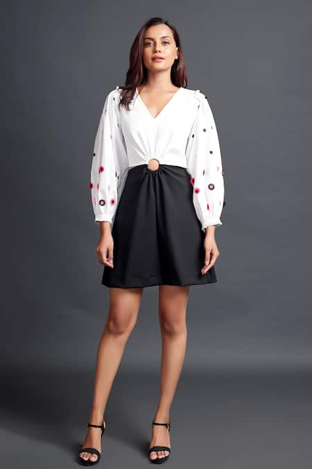 Deepika Arora Flower Cut Work Sleeve Dress 