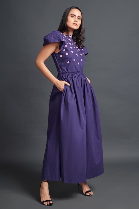 Buy Deepika Arora Purple Cotton Cutwork Embroidered Jumpsuit Online at Aza Fashions Buy_Deepika Arora_Purple Cotton Cutwork Embroidered Jumpsuit_Online_at_Aza_Fashions