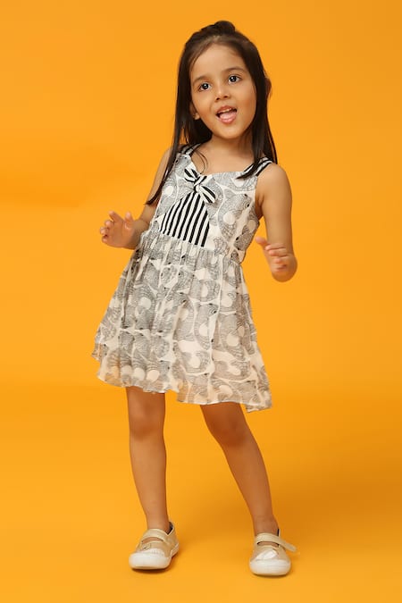 Neha Gursahani_Black Viscose, Georgette Fish Print Dress _Online_at_Aza_Fashions