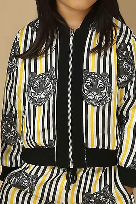 Neha Gursahani_Black Satin, Linen Tiger Print Jacket With Jogger Pant _Online_at_Aza_Fashions