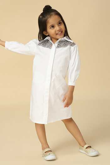 Neha Gursahani Geometric Cut-Work Yoke Dress 