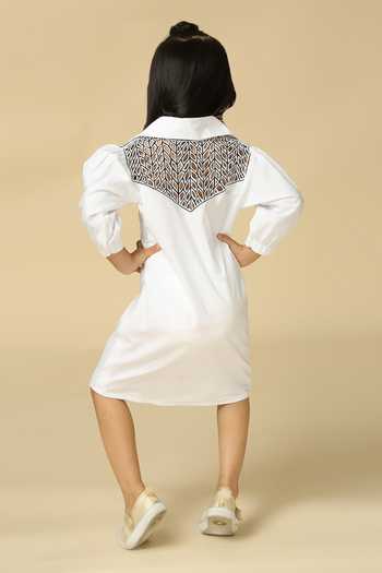 Neha Gursahani Geometric Cut-Work Yoke Dress 