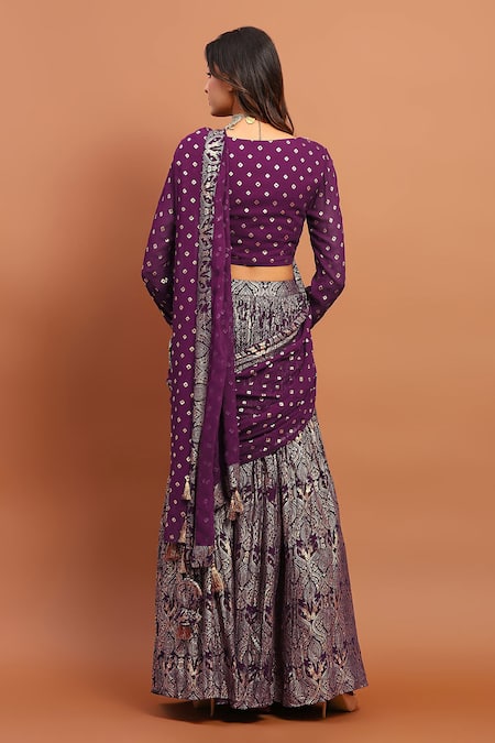 Soniya G Printed Lehenga Saree & Blouse Set 