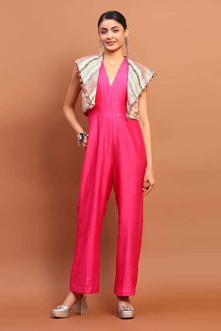 Soniya G Chanderi V Neck Jumpsuit 