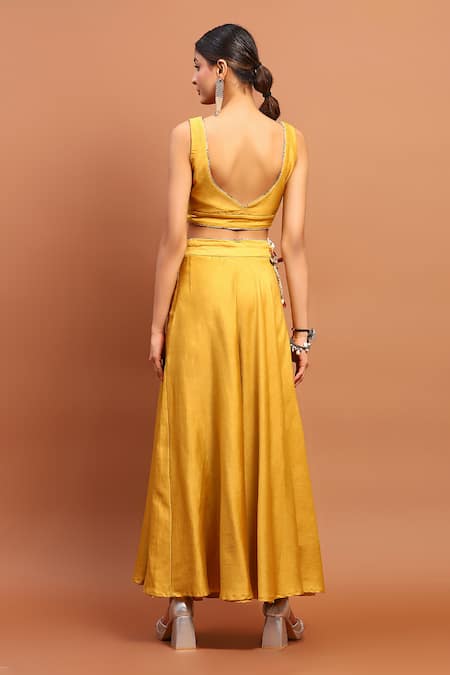 Soniya G Chanderi Side Slit Skirt & Blouse Set For Kids