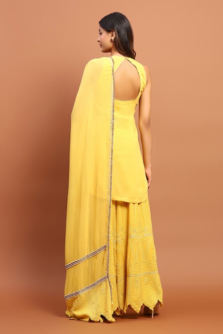 Soniya G Hand Embroidered Kurta Gharara Set 