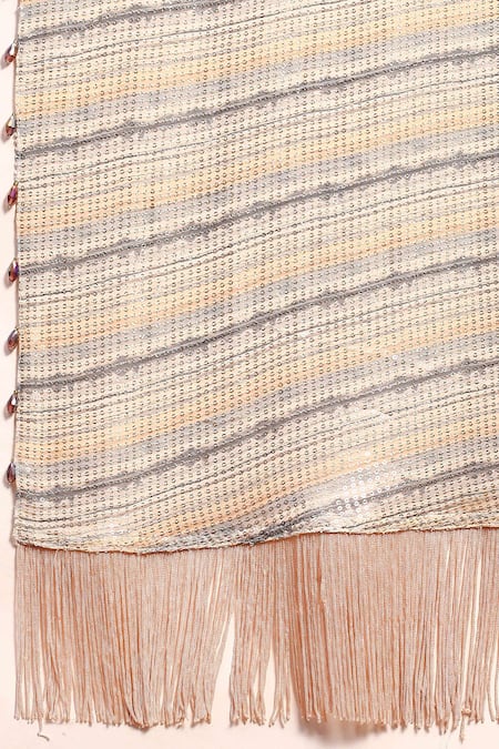 Soniya G Ivory Cotton Beads, Cut Work V-neck Floral Dana Embroidered Pre-draped Saree at Aza Fashions Soniya G_Ivory Cotton Beads, Cut Work V-neck Floral Dana Embroidered Pre-draped Saree_at_Aza_Fashions