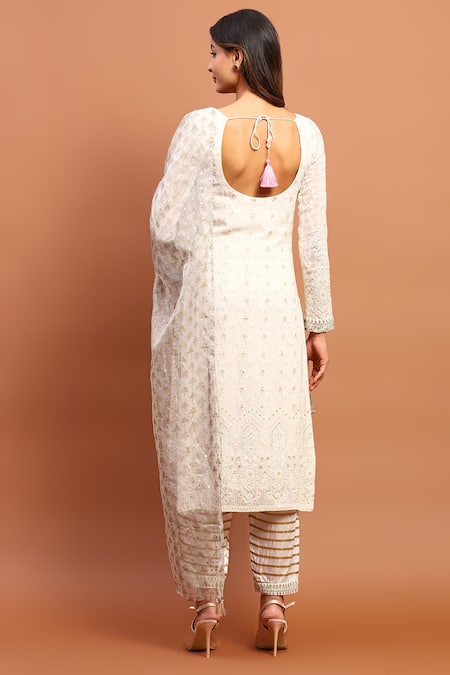 Soniya G Chikankari Embroidered Kurta Pant Set