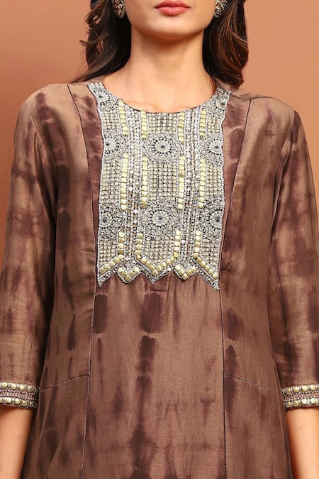 Shop Soniya G Brown Georgette Sequins, Beads, Cut Work, Embroidery Pakistani Yoke Kurta Set Online at Aza Fashions Shop_Soniya G_Brown Georgette Sequins, Beads, Cut Work, Embroidery Pakistani Yoke Kurta Set_Online_at_Aza_Fashions