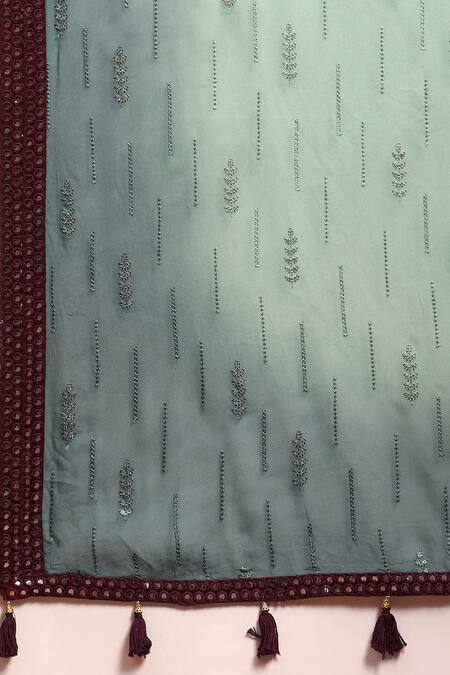 Soniya G_Maroon Georgette Sequins, Embroidery, Mirrors V-neck Kurta Gharara Set_at_Aza_Fashions