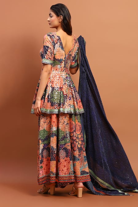 Soniya G Floral Print Peplum Kurta Set 