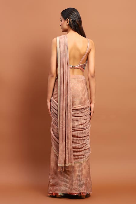 Soniya G Printed Pre-Draped Saree With Blouse 