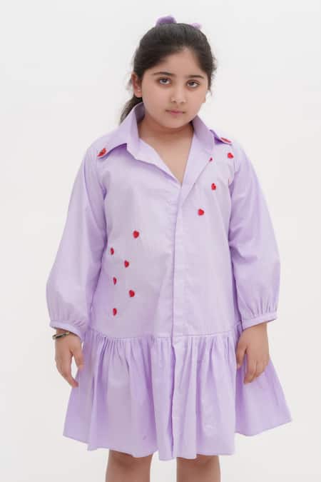 Darleen Kids Couture Purple Cotton Cut Work Heart Placement Embroidered Dress Online at Aza Fashions Darleen Kids Couture_Purple Cotton Cut Work Heart Placement Embroidered Dress _Online_at_Aza_Fashions