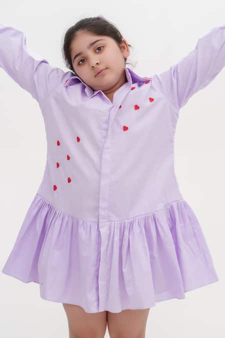 Buy Darleen Kids Couture Purple Cotton Cut Work Heart Placement Embroidered Dress Online at Aza Fashions Buy_Darleen Kids Couture_Purple Cotton Cut Work Heart Placement Embroidered Dress _Online_at_Aza_Fashions