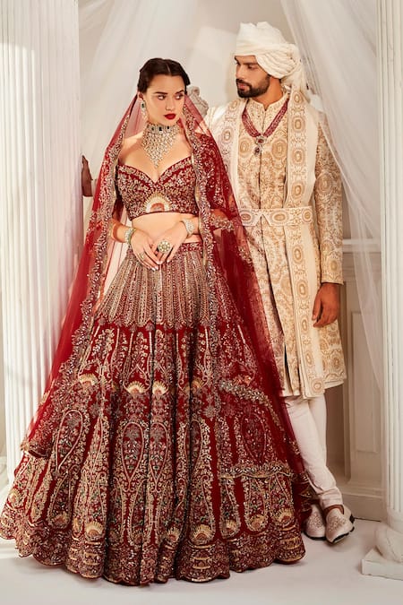 Rachit Khanna Dabka & Nakshi Embroidered Bridal Lehenga Set 