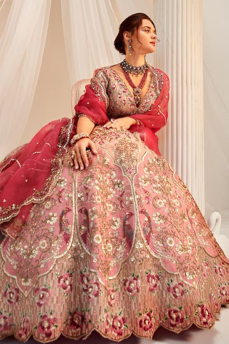 Rachit Khanna Dabka & Bead Embroidered Bridal Lehenga Set 