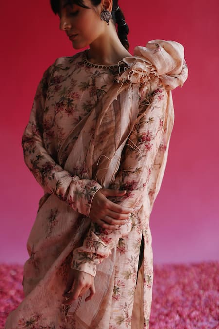 Buy_Taisha_Pink Handloom Cotton Embroidery Aacho Woven Dupatta 