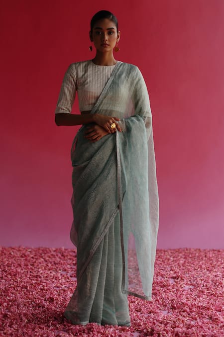 Taisha Sharad Saree With Woven Blouse 