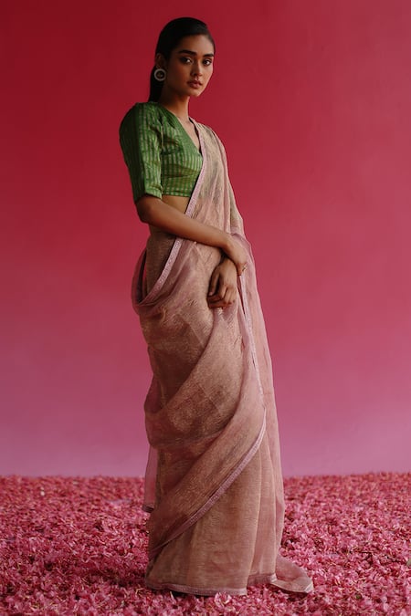 Buy Taisha Pink Silk, Satin, Kota Doria Sequins, Sharad Border Saree With Blouse Online at Aza Fashions Buy_Taisha_Pink Silk, Satin, Kota Doria Sequins, Sharad Border Saree With Blouse _Online_at_Aza_Fashions