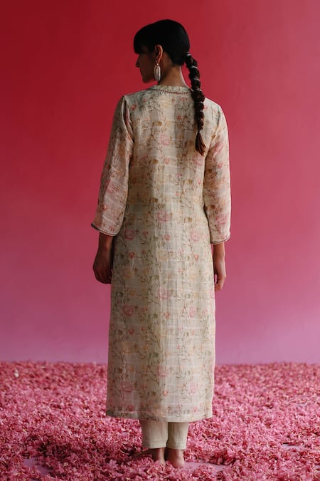 Shop_Taisha_Green , Handloom Gulbag Pure Kala Pant _at_Aza_Fashions