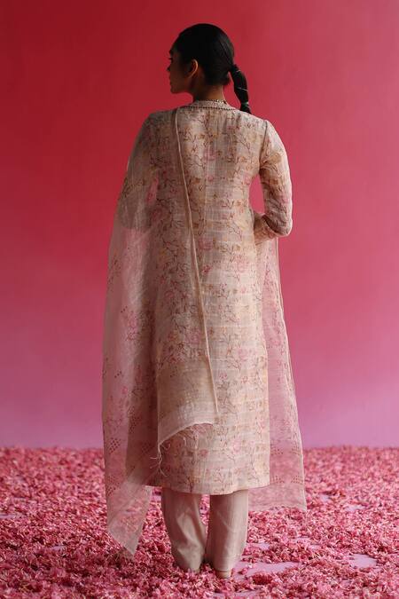 Shop_Taisha_Pink Pure Kala Cotton Handloom Plain Gulbag Pant_at_Aza_Fashions