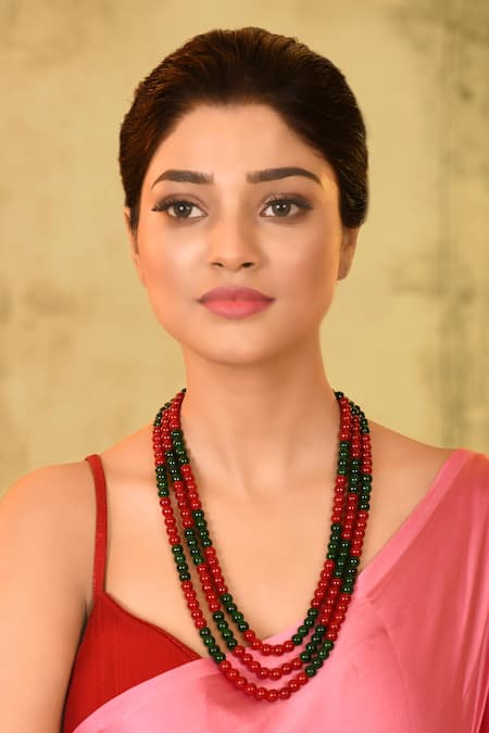 Samyukta Singhania Red Beads Layered Necklace 