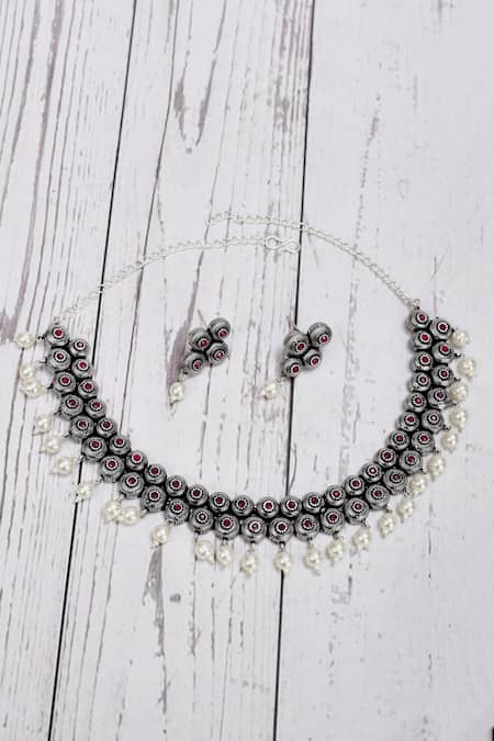 Nazaakat By Samara Singh Oxidised Choker Necklace Set 