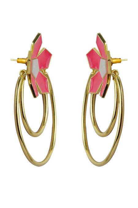 Buy_Varnika Arora_Gold Plated Crystals Calendine Floral Pattern Earrings _Online_at_Aza_Fashions