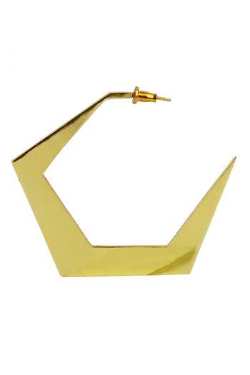 Varnika Arora_Gold Plated Espoir Geometric Pattern Hoops _Online_at_Aza_Fashions