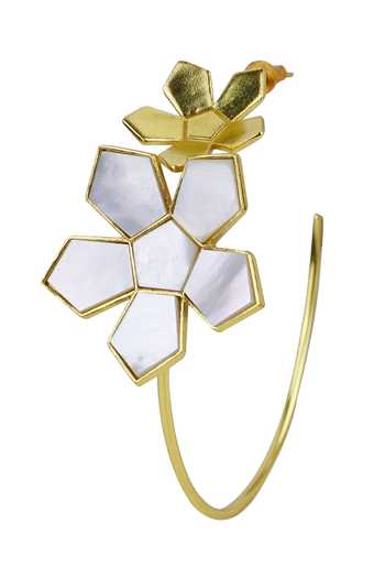Varnika Arora Gold Plated Pearls Freyja Floral Pattern Hoops at Aza Fashions Varnika Arora_Gold Plated Pearls Freyja Floral Pattern Hoops _at_Aza_Fashions