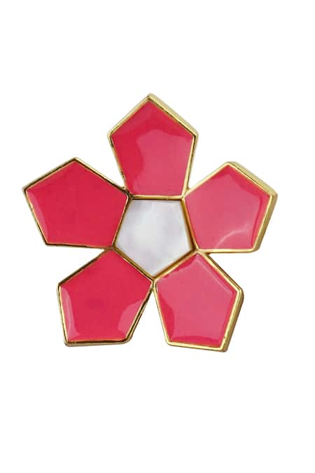 Varnika Arora_Gold Plated Embroidery Willow Floral Motif Pattern Studs _Online_at_Aza_Fashions