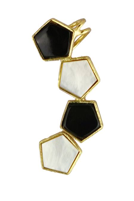 Buy_Varnika Arora_Gold Plated Stones, Pearls Arlo Geometric Pattern Earrings _Online_at_Aza_Fashions