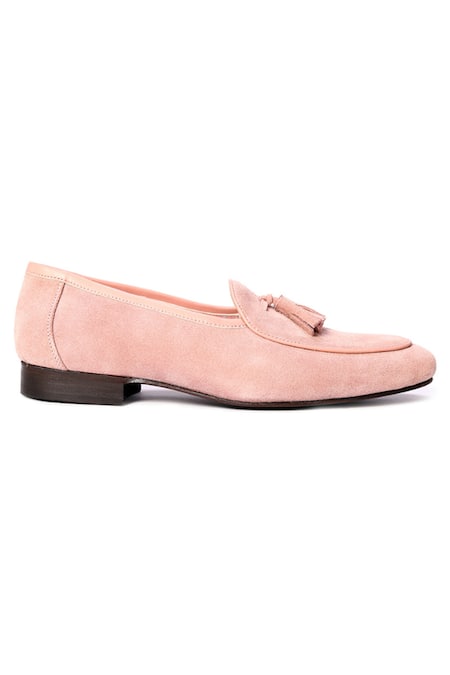 Zufr_Coral Pink Suede Leather Loafers _Online_at_Aza_Fashions
