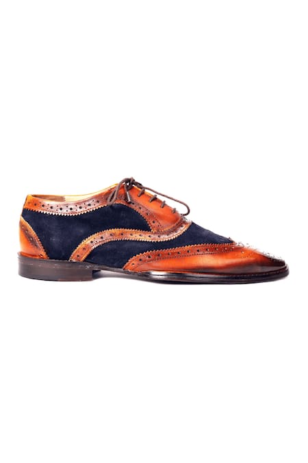 Zufr_Brown Britain Clafskin Leather Brougues Shoes_Online_at_Aza_Fashions