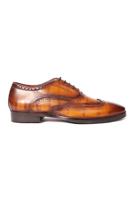 Zufr_Brown Calfskin Leather Brogue Shoes _Online_at_Aza_Fashions