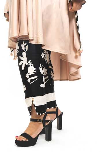 Anmol Kakad_Pink Satin, Silk Embroidery High Neck Marie Collar Tunic Set_at_Aza_Fashions