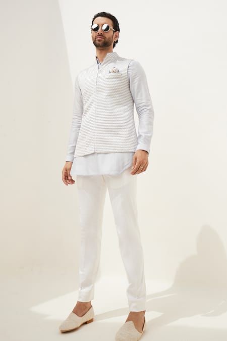 Arjan Dugal Chanderi Silk Short Kurta & Pant Set 