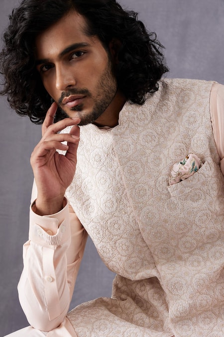 Buy Arjan Dugal Pink Chanderi Silk, Cotton, Lycra Solid Kurta Set Online at Aza Fashions Buy_Arjan Dugal_Pink Chanderi Silk, Cotton, Lycra Solid Kurta Set _Online_at_Aza_Fashions