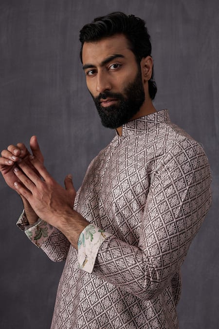 Shop Arjan Dugal Gray Chanderi Silk Embroidery Floral Bundi Online at Aza Fashions Shop_Arjan Dugal_Gray Chanderi Silk Embroidery Floral Bundi _Online_at_Aza_Fashions