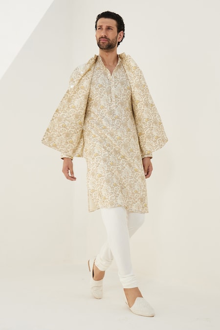 Arjan Dugal Floral Printed Reversible Chanderi Bundi 