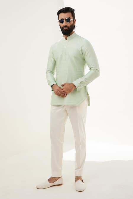 Arjan Dugal Green Chanderi Silk Embroidery French Knot Bundi Online at Aza Fashions Arjan Dugal_Green Chanderi Silk Embroidery French Knot Bundi _Online_at_Aza_Fashions