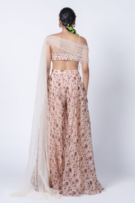 Kyross Printed Bustier Sharara Set 