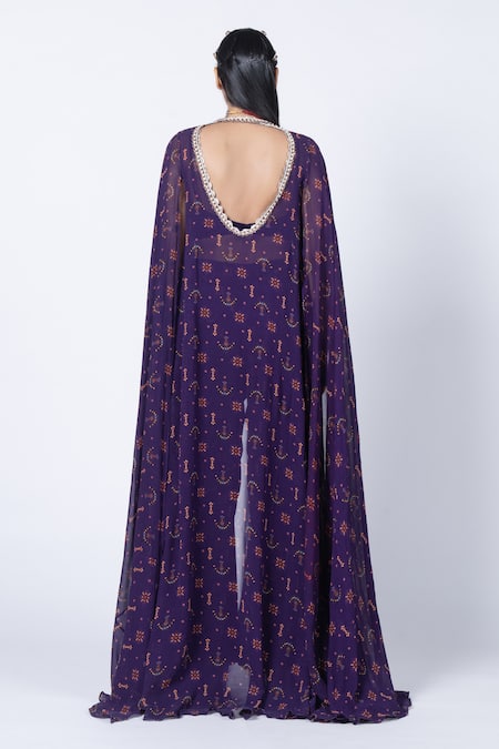 Kyross Butta Printed Cape & Flared Pant Set 