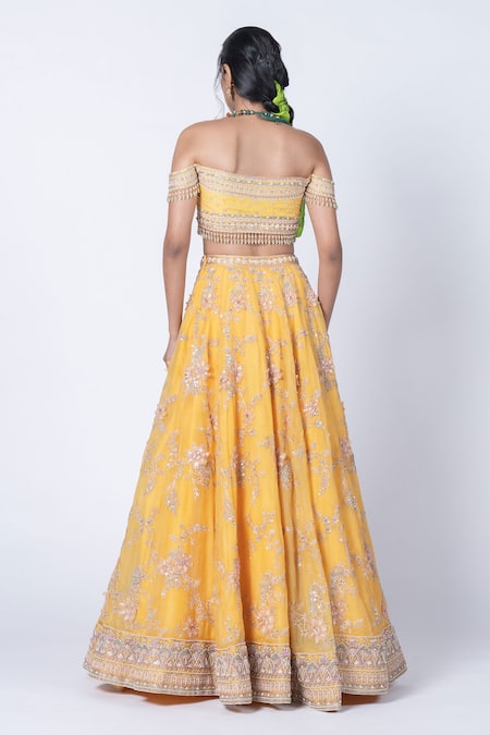 Kyross Floral Hand Embroidered Lehenga Set 