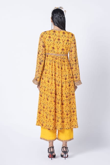 Kyross Floral Jaal Print Kurta & Palazzo Set 
