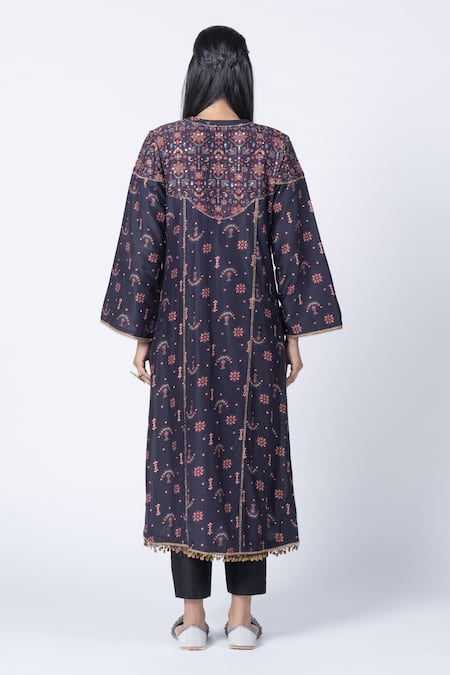Kyross Silk Chanderi Printed Kurta Set 