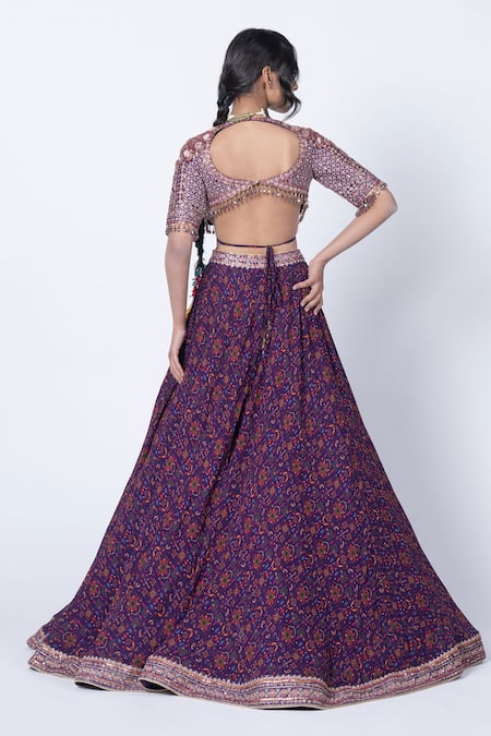 Kyross Floral Jaal Print Lehenga Set 