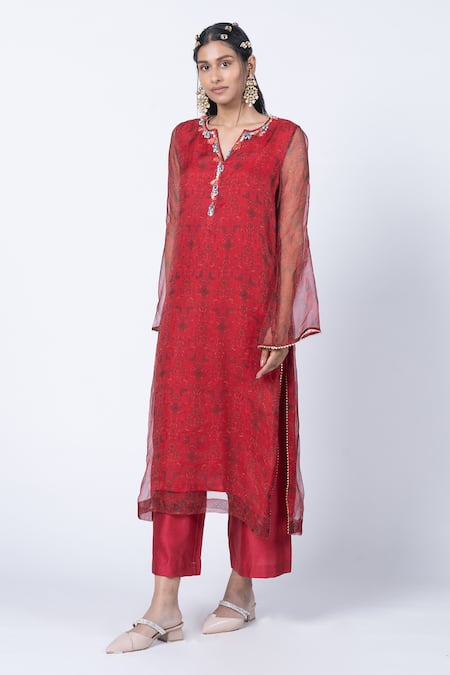 KYROSS Jaal Print Kurta & Palazzo Set 