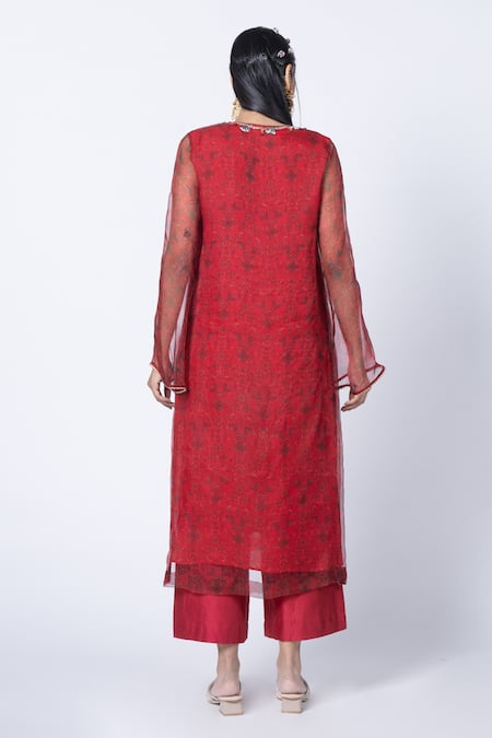 Kyross Jaal Print Kurta & Palazzo Set 