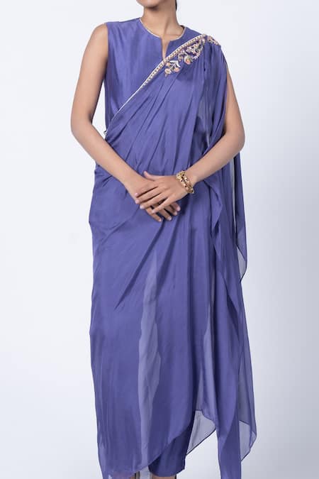Buy Kyross Purple , Organza Embroidery Collared Kurta And Pant Set Online at Aza Fashions Buy_Kyross_Purple , Organza Embroidery Collared Kurta And Pant Set _Online_at_Aza_Fashions